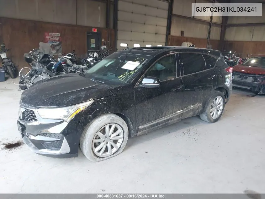 2019 Acura Rdx VIN: 5J8TC2H31KL034241 Lot: 40331637