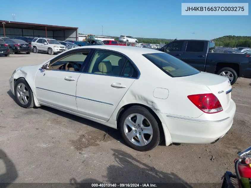 2007 Acura Rl 3.5 VIN: JH4KB16637C003275 Lot: 40313140