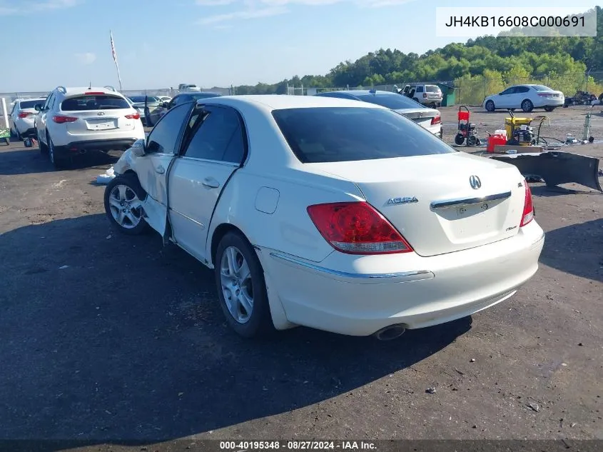 2008 Acura Rl 3.5 VIN: JH4KB16608C000691 Lot: 40195348