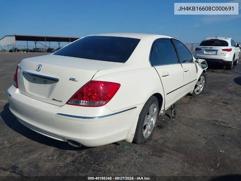 2008 Acura Rl 3.5 VIN: JH4KB16608C000691 Lot: 40195348