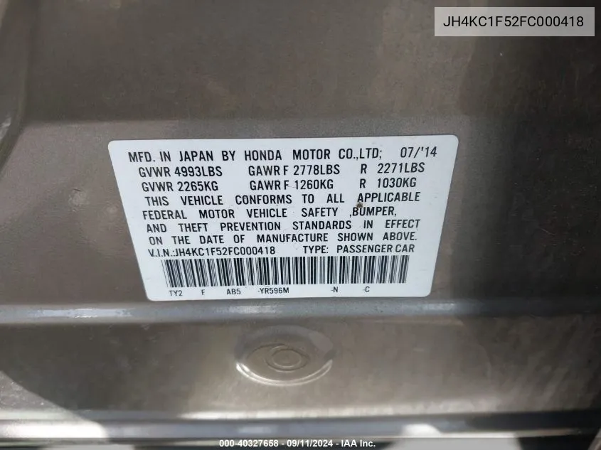 JH4KC1F52FC000418 2015 Acura Rlx