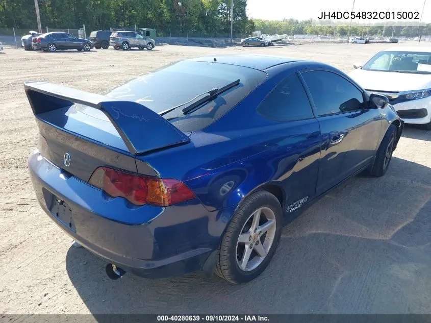 2002 Acura Rsx VIN: JH4DC54832C015002 Lot: 40280639