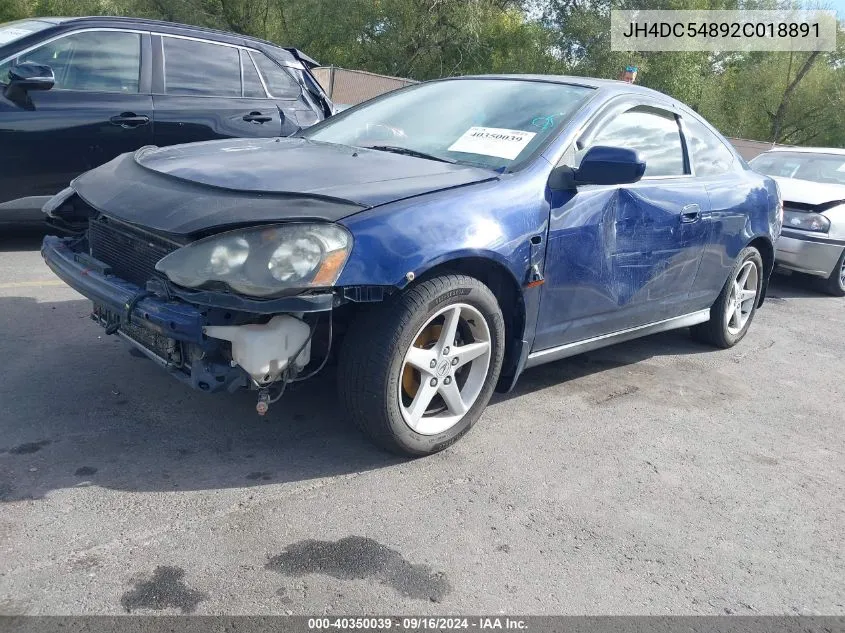 2002 Acura Rsx VIN: JH4DC54892C018891 Lot: 40350039