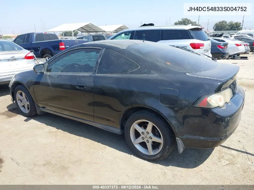 2003 Acura Rsx VIN: JH4DC54833S004752 Lot: 40337373