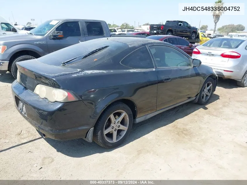 2003 Acura Rsx VIN: JH4DC54833S004752 Lot: 40337373