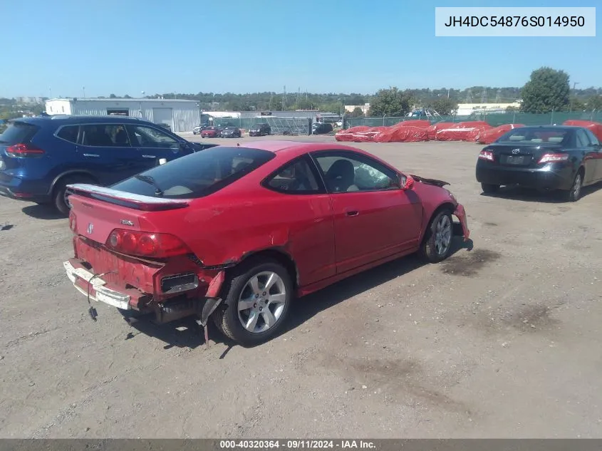 2006 Acura Rsx VIN: JH4DC54876S014950 Lot: 40320364