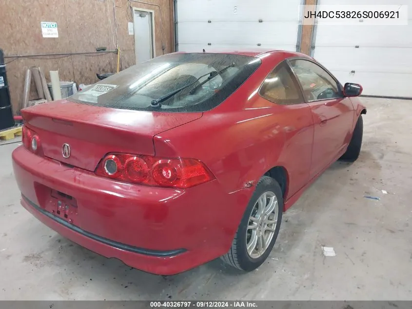 2006 Acura Rsx VIN: JH4DC53826S006921 Lot: 40326797