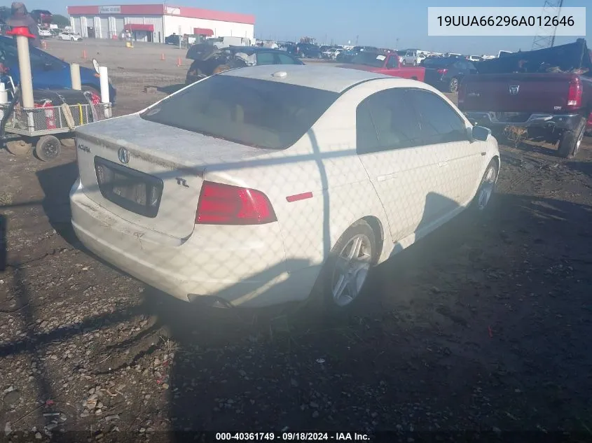 2006 Acura 3.2Tl VIN: 19UUA66296A012646 Lot: 40361749