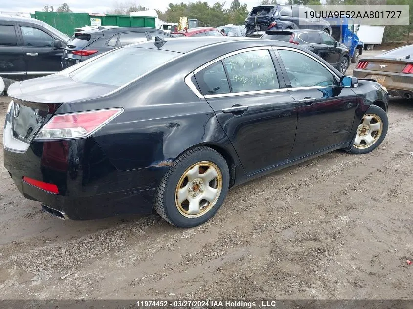 2010 Acura Tl VIN: 19UUA9E52AA801727 Lot: 11974452