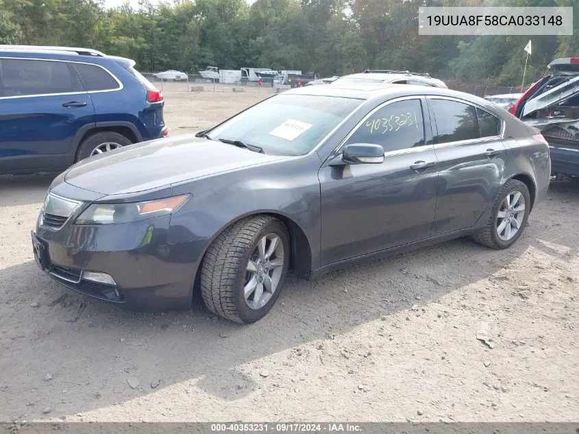 2012 Acura Tl 3.5 VIN: 19UUA8F58CA033148 Lot: 40353231