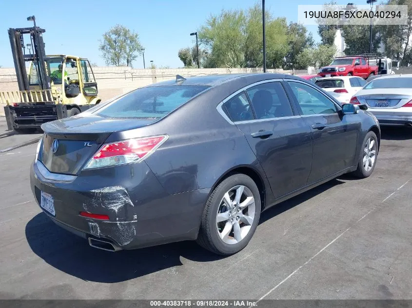 2012 Acura Tl VIN: 19UUA8F5XCA040294 Lot: 40383718