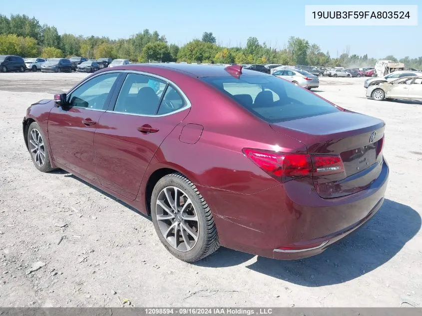 2015 Acura Tlx VIN: 19UUB3F59FA803524 Lot: 12098594