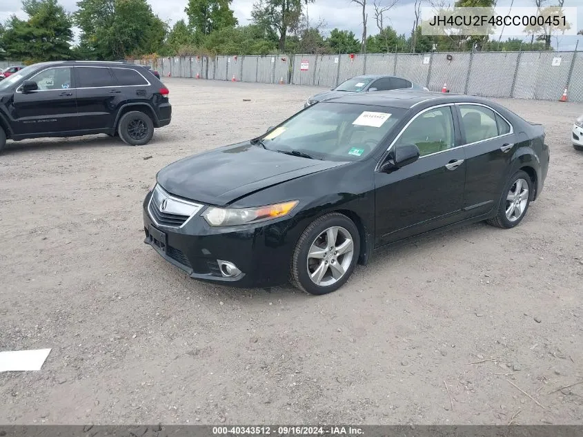 2012 Acura Tsx 2.4 VIN: JH4CU2F48CC000451 Lot: 40343512