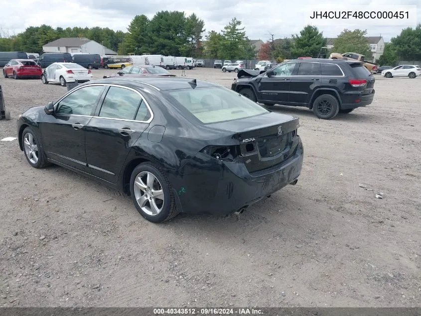 2012 Acura Tsx 2.4 VIN: JH4CU2F48CC000451 Lot: 40343512