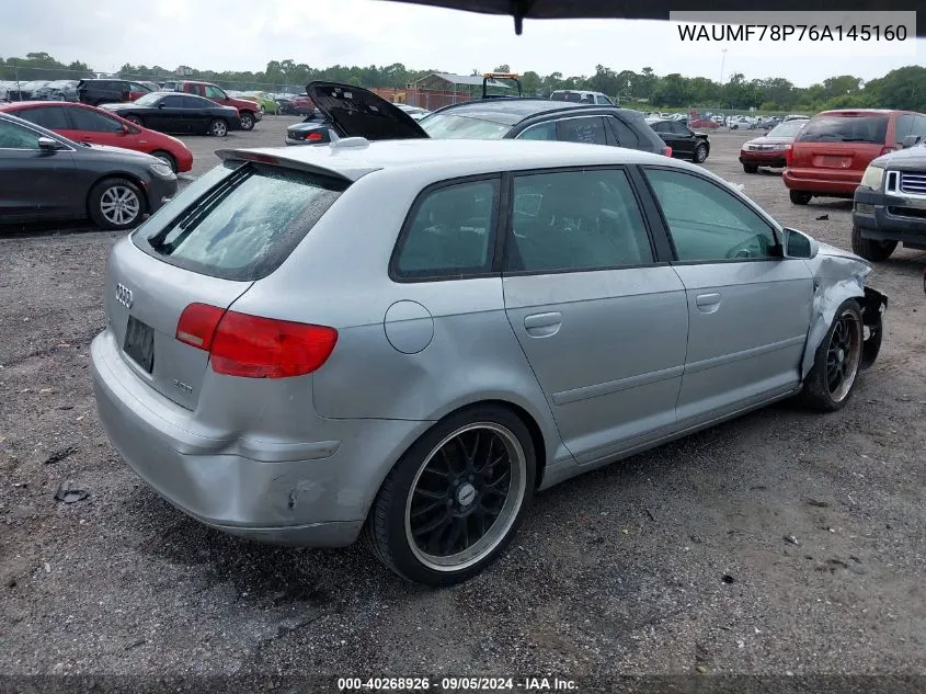 2006 Audi A3 2.0 Sport VIN: WAUMF78P76A145160 Lot: 40268926