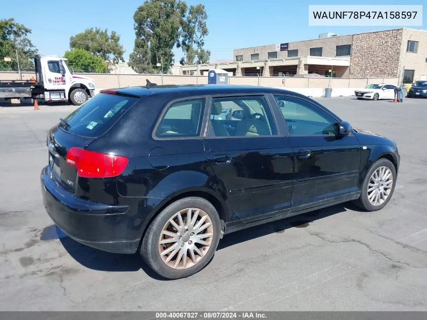 2007 Audi A3 2.0T VIN: WAUNF78P47A158597 Lot: 40067827