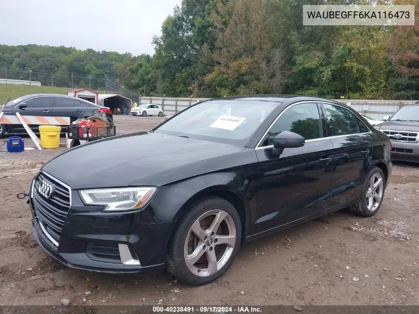 2019 Audi A3 45 Premium VIN: WAUBEGFF6KA116473 Lot: 40238491