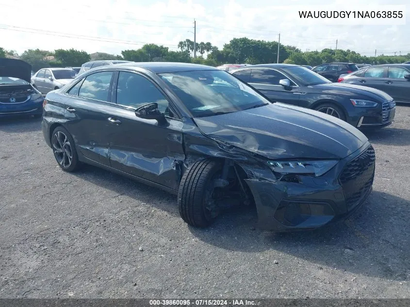 WAUGUDGY1NA063855 2022 Audi A3 Premium 40 Tfsi Quattro S Tronic