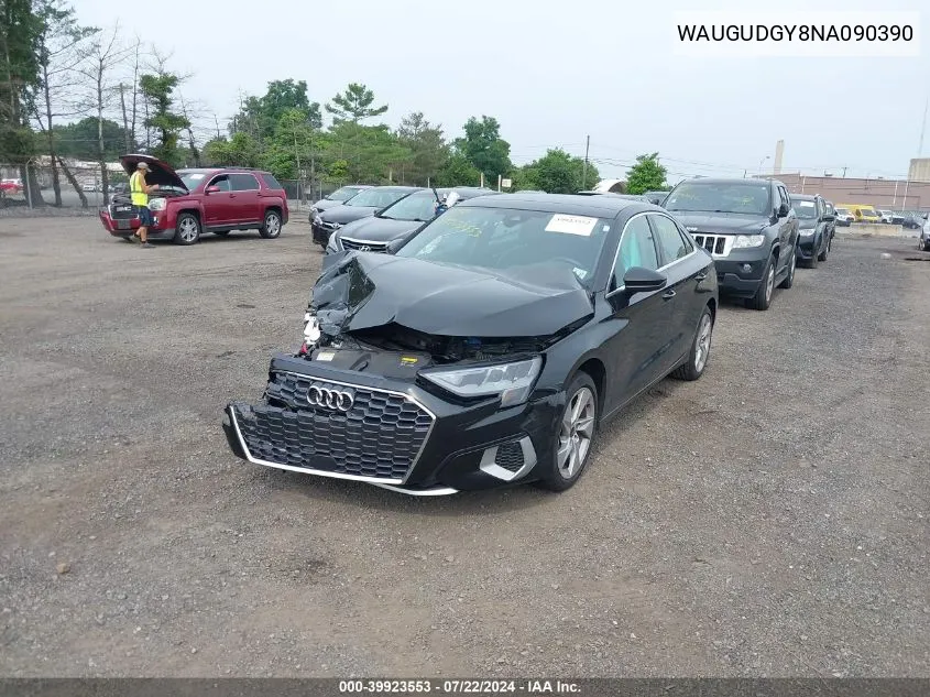 2022 Audi A3 Premium 40 Tfsi Quattro S Tronic VIN: WAUGUDGY8NA090390 Lot: 39923553