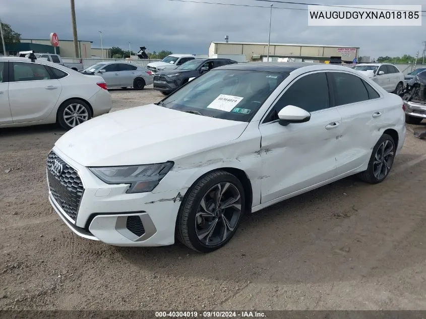 2022 Audi A3 Premium VIN: WAUGUDGYXNA018185 Lot: 40304019