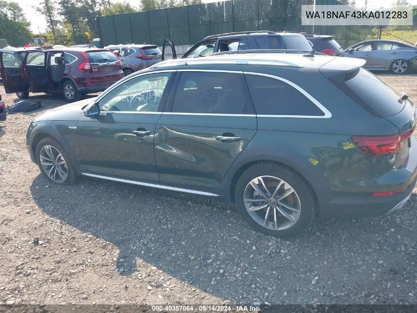 2019 Audi A4 Allroad 45 Premium VIN: WA18NAF43KA012283 Lot: 40357064