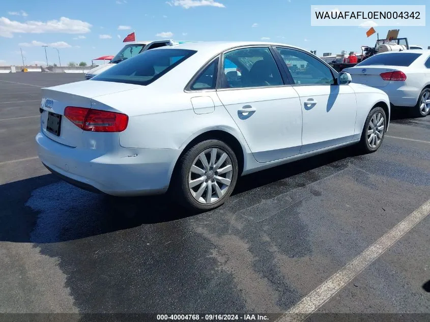 WAUAFAFL0EN004342 2014 Audi A4 2.0T Premium