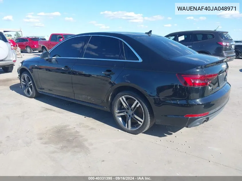 WAUENAF40JA048971 2018 Audi A4 2.0T Premium/2.0T Tech Premium