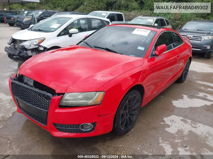 2011 Audi A5 2.0T Premium VIN: WAULFAFR4BA049302 Lot: 40325822