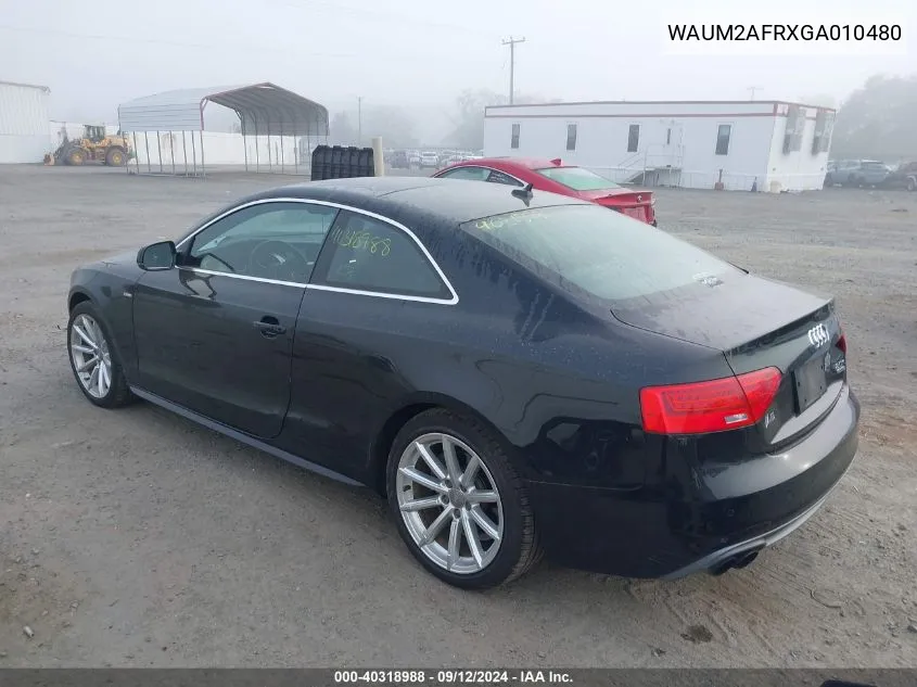 2016 Audi A5 Premium Plus S-Line VIN: WAUM2AFRXGA010480 Lot: 40318988