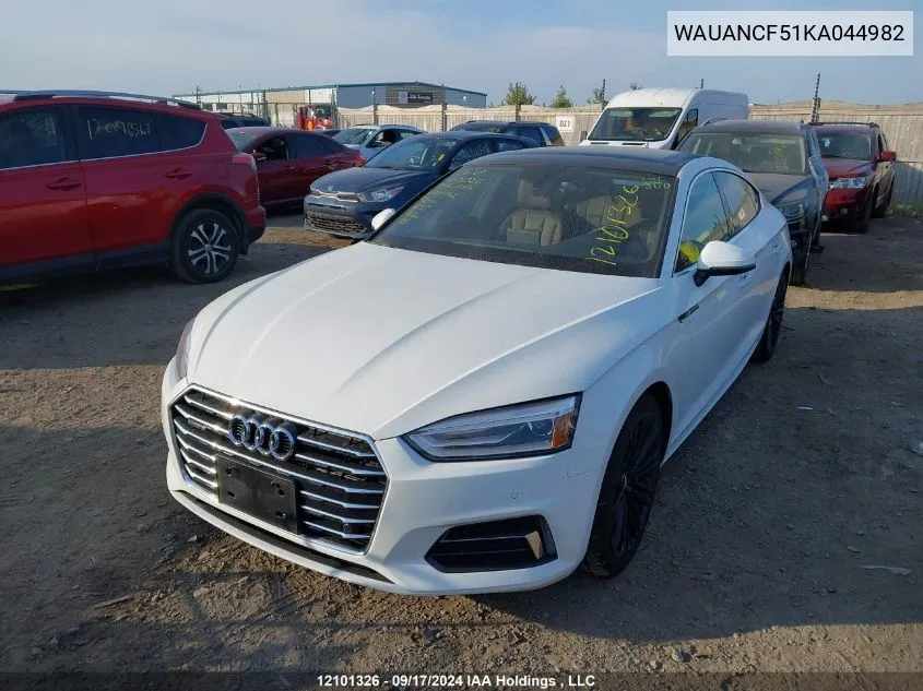 2019 Audi A5 Sportback VIN: WAUANCF51KA044982 Lot: 12101326