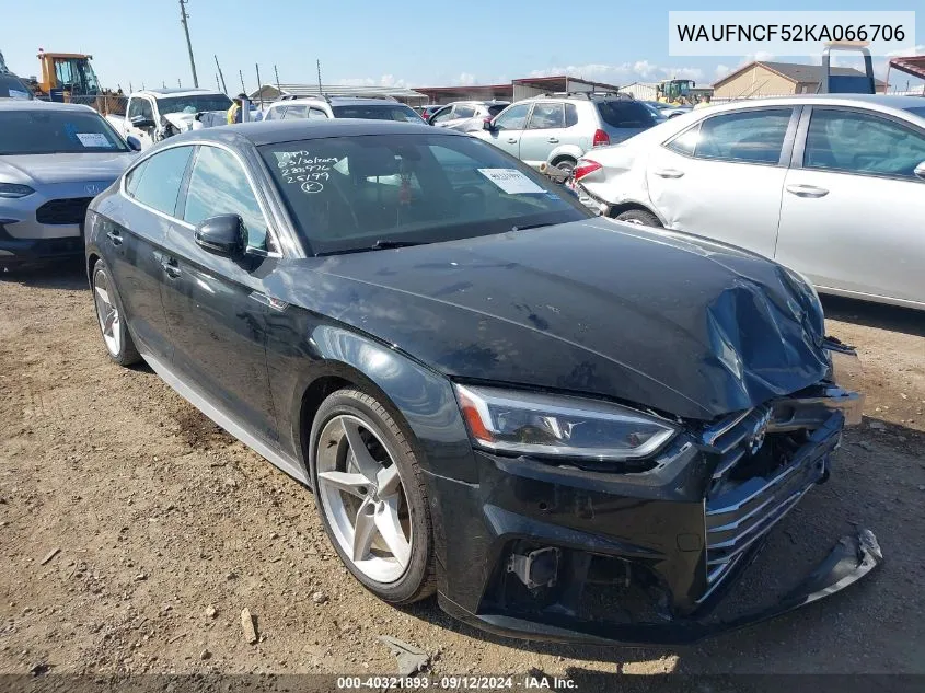 2019 Audi A5 Prestige S-Line VIN: WAUFNCF52KA066706 Lot: 40321893