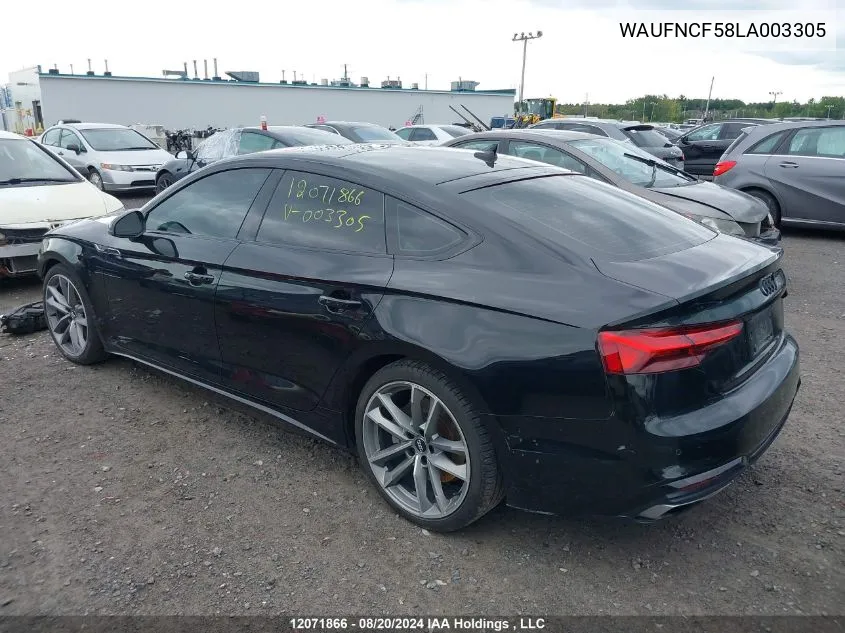 2020 Audi A5 Progressiv VIN: WAUFNCF58LA003305 Lot: 12071866