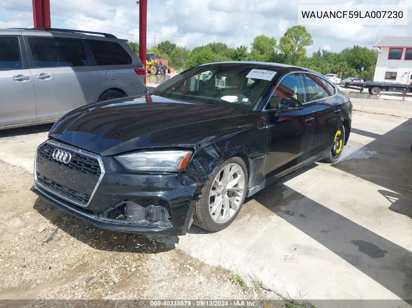 2020 Audi A5 Sportback Premium 45 Tfsi Quattro S Tronic VIN: WAUANCF59LA007230 Lot: 40338579