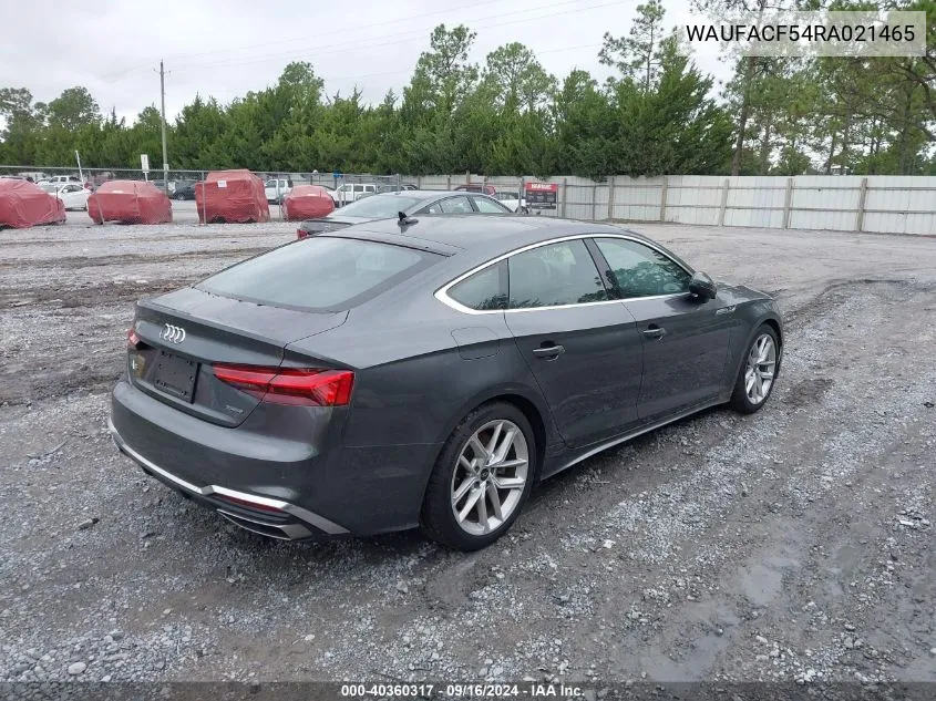 2024 Audi A5 Sportback Premium Plus 45 Tfsi Quattro S Tronic VIN: WAUFACF54RA021465 Lot: 40360317