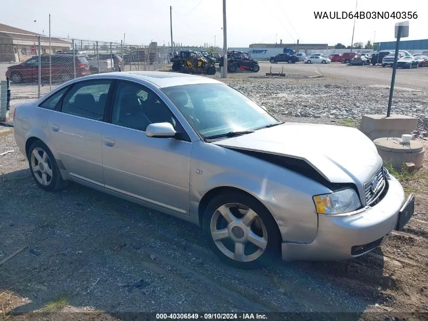 WAULD64B03N040356 2003 Audi A6 2.7T Quattro