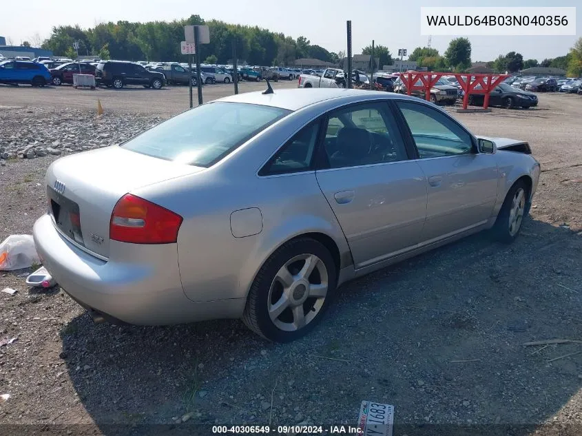 WAULD64B03N040356 2003 Audi A6 2.7T Quattro