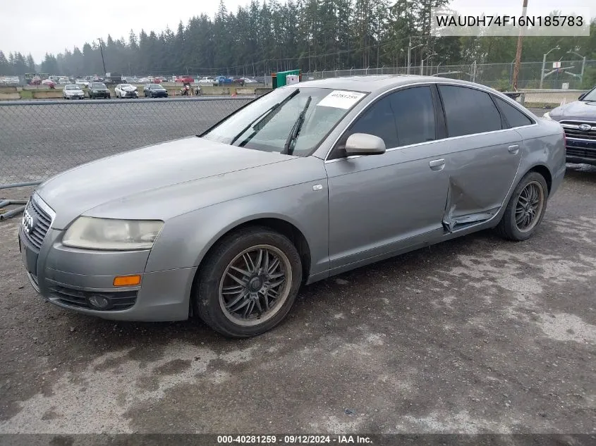 2006 Audi A6 3.2 VIN: WAUDH74F16N185783 Lot: 40281259