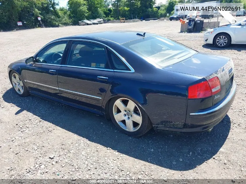 2006 Audi A8 L 4.2 VIN: WAUML44E96N022691 Lot: 40080021