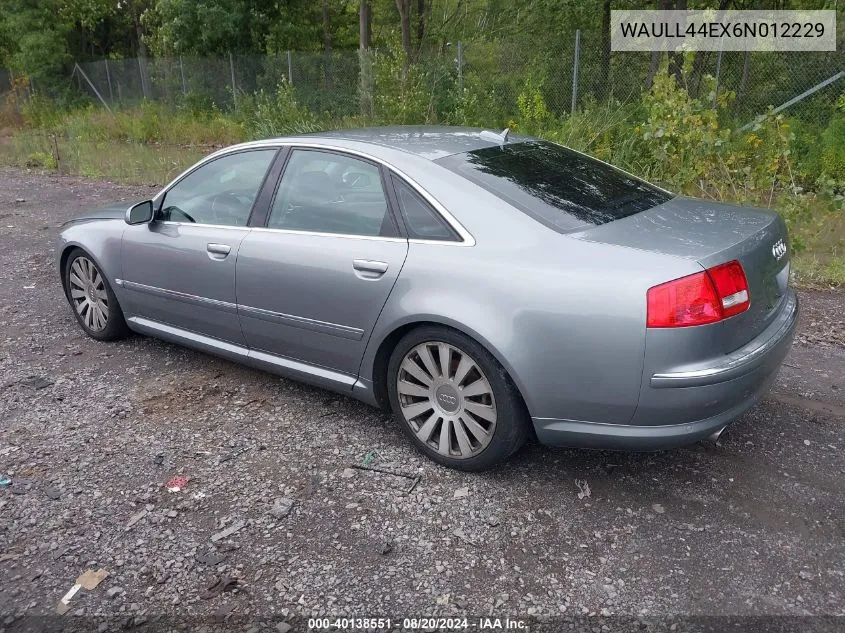 2006 Audi A8 4.2 Quattro VIN: WAULL44EX6N012229 Lot: 40138551