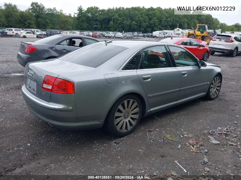 2006 Audi A8 4.2 Quattro VIN: WAULL44EX6N012229 Lot: 40138551