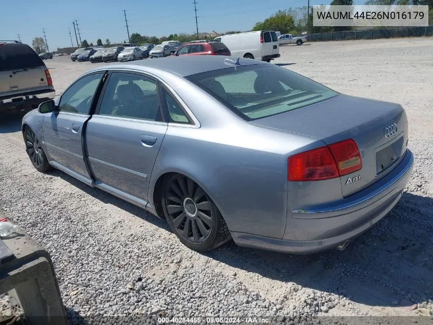 2006 Audi A8 L 4.2 VIN: WAUML44E26N016179 Lot: 40284455