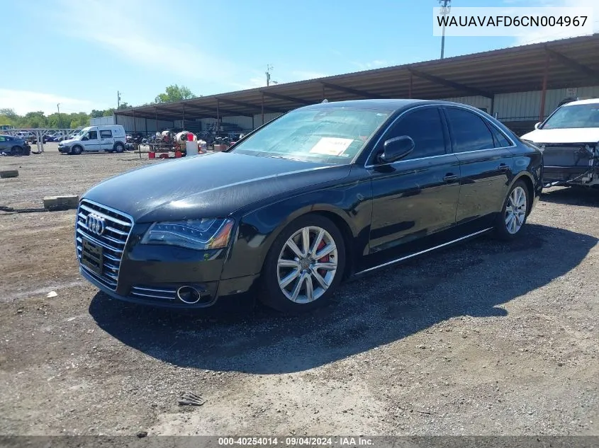 2012 Audi A8 4.2 VIN: WAUAVAFD6CN004967 Lot: 40254014