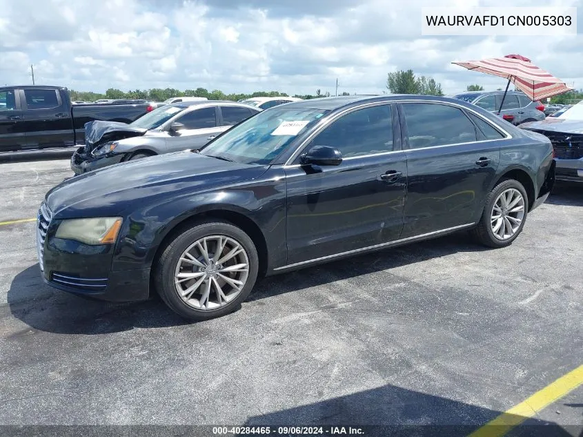 2012 Audi A8 L 4.2 VIN: WAURVAFD1CN005303 Lot: 40284465