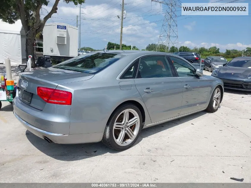 WAURGAFD2DN000932 2013 Audi A8 L 3.0T