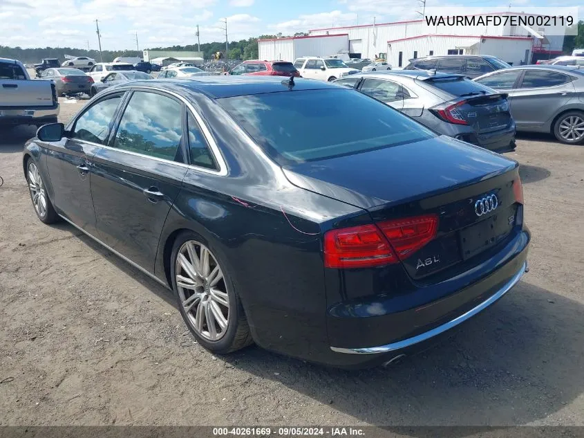 2014 Audi A8 L L Tdi Quattro VIN: WAURMAFD7EN002119 Lot: 40261669