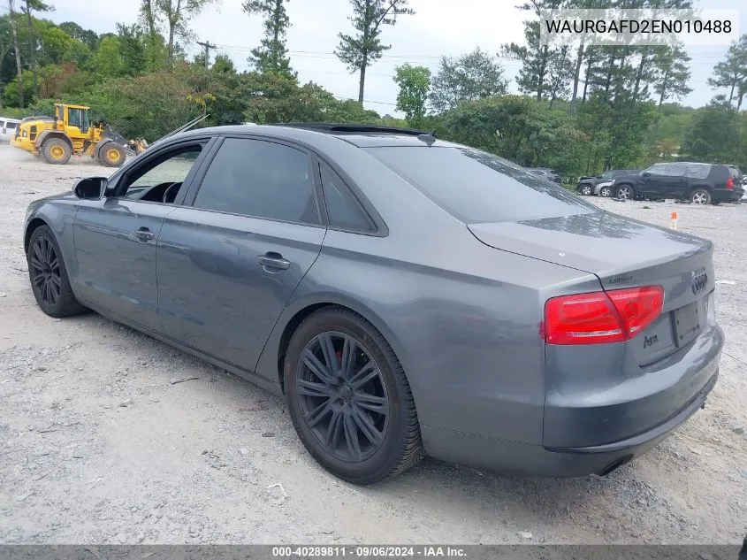 2014 Audi A8 L 3.0T VIN: WAURGAFD2EN010488 Lot: 40289811