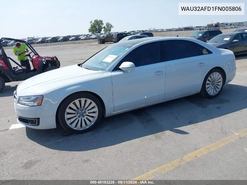 2015 Audi A8 L L Quattro VIN: WAU32AFD1FN005806 Lot: 40193225