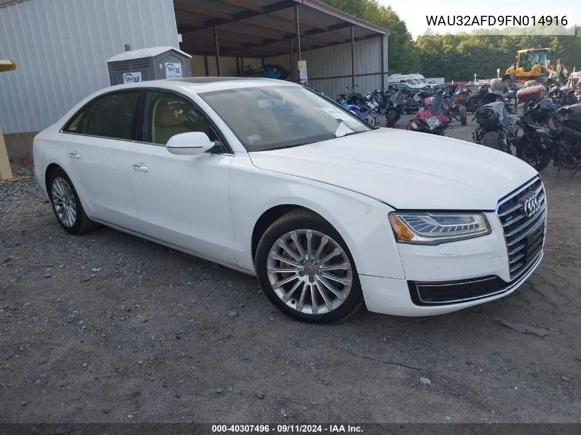 2015 Audi A8 L 4.0T VIN: WAU32AFD9FN014916 Lot: 40307496