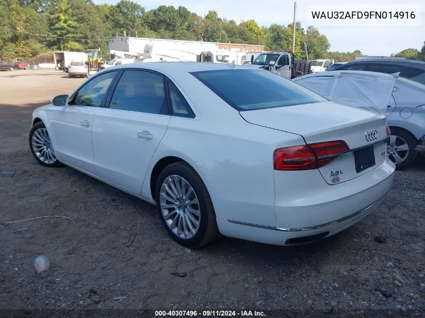 2015 Audi A8 L 4.0T VIN: WAU32AFD9FN014916 Lot: 40307496