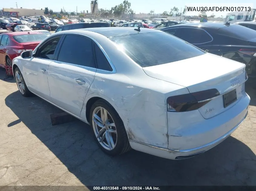 2015 Audi A8 L 3.0T VIN: WAU3GAFD6FN010713 Lot: 40313548